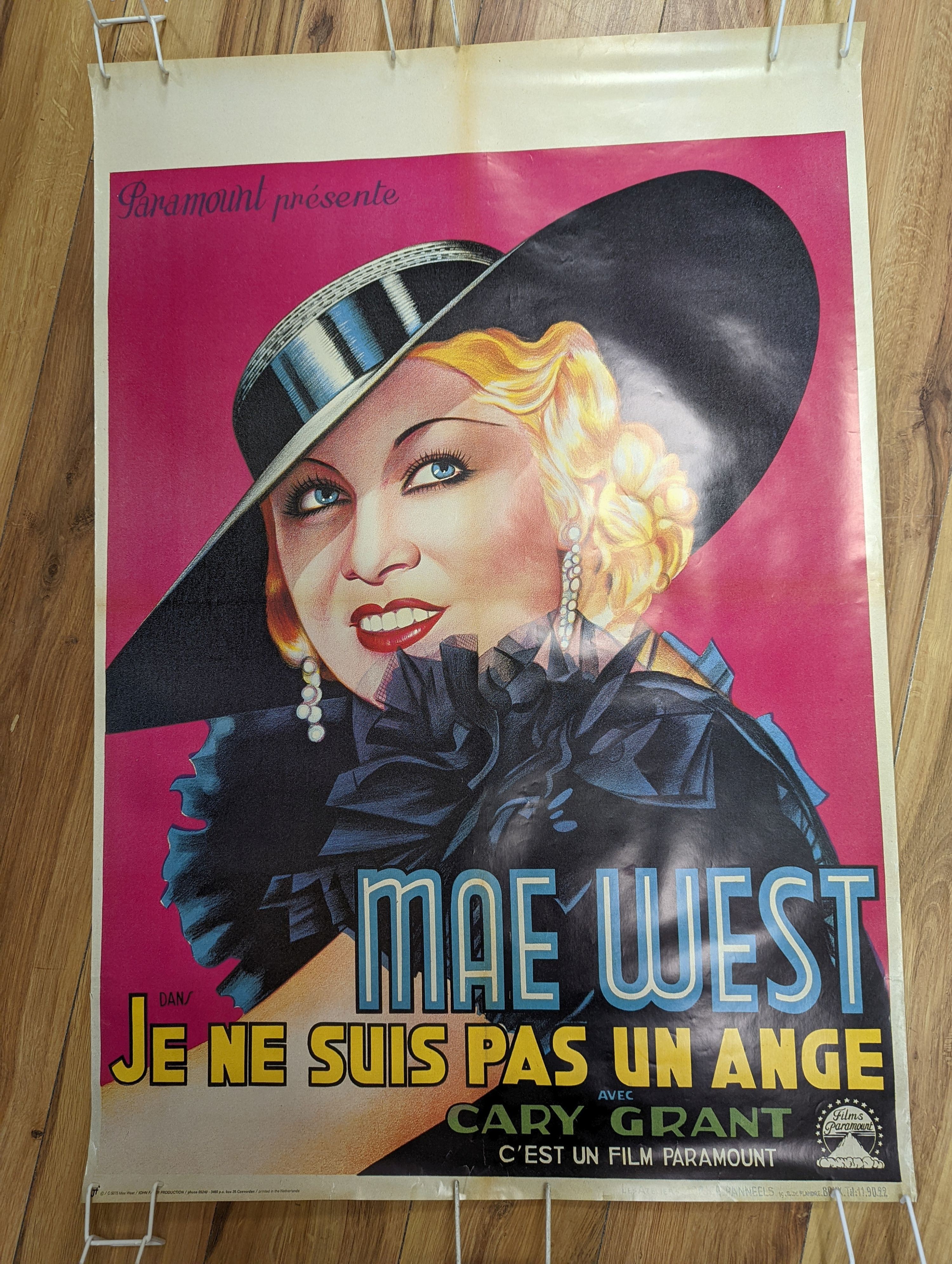 2 reproduction film posters ‘Imperiale Rouge’ (Scarlett empress) and ‘Je Ne Suis Pas un Ange’ (I’m no angel)
